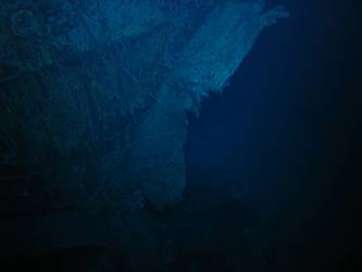 Stbd side of ship's inverted bow